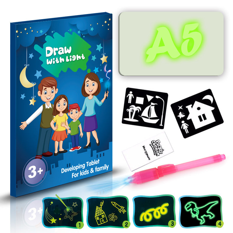 Educational Toy Drawing Pad 3D Magic 8 Light Effects Puzzle Board Sketchpad toy John Smith Russian A5 S -BABBAZON