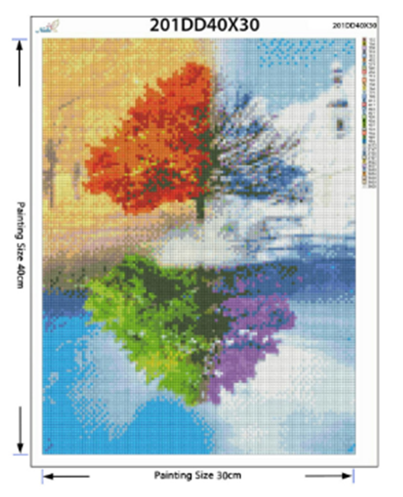 Four Seasons Tree Stick Drill Painting Living Room Cross - stitch