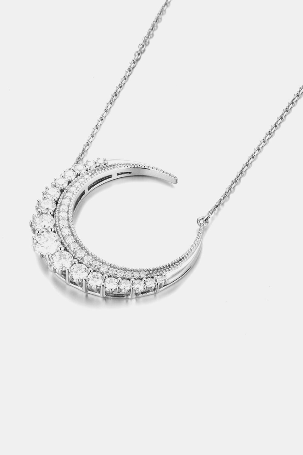 1.8 Carat Moissanite Crescent Moon Shape Pendant Necklace 