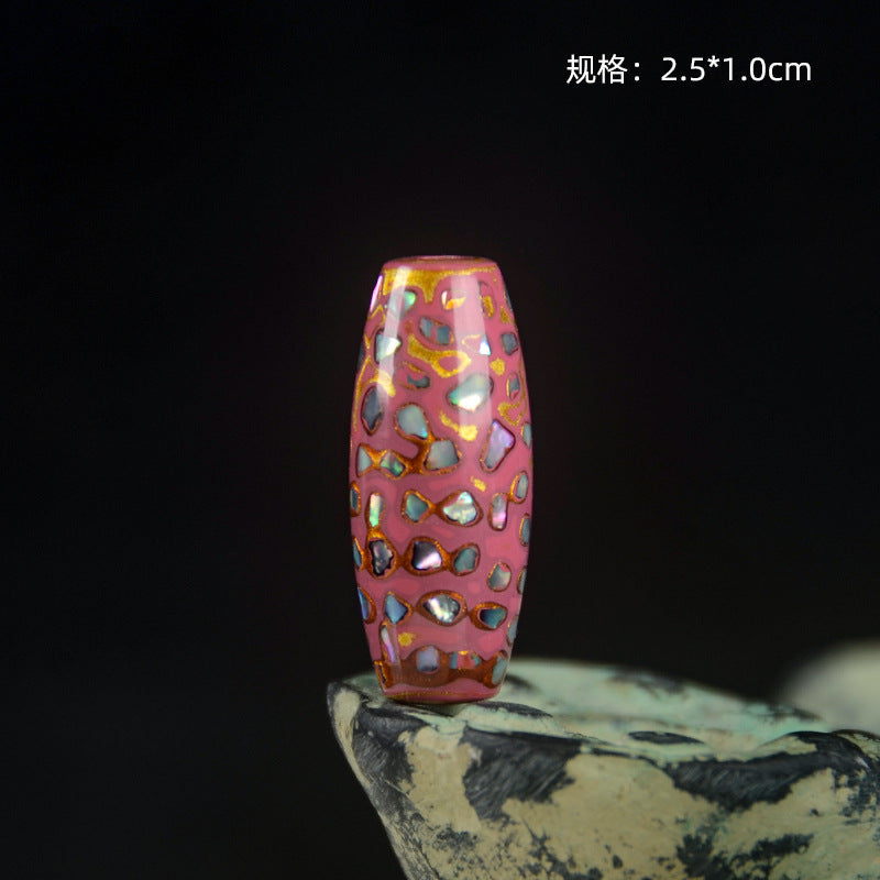 Large Paint Tibet Beads Special-shaped Beads Screw Buddha Beads Fuzhou Lacquerware Handmade Non-heritage