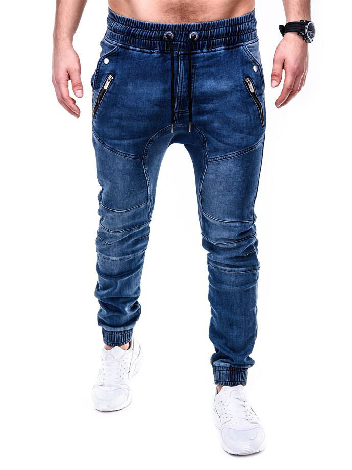 Men's casual sweatpants tie jeans