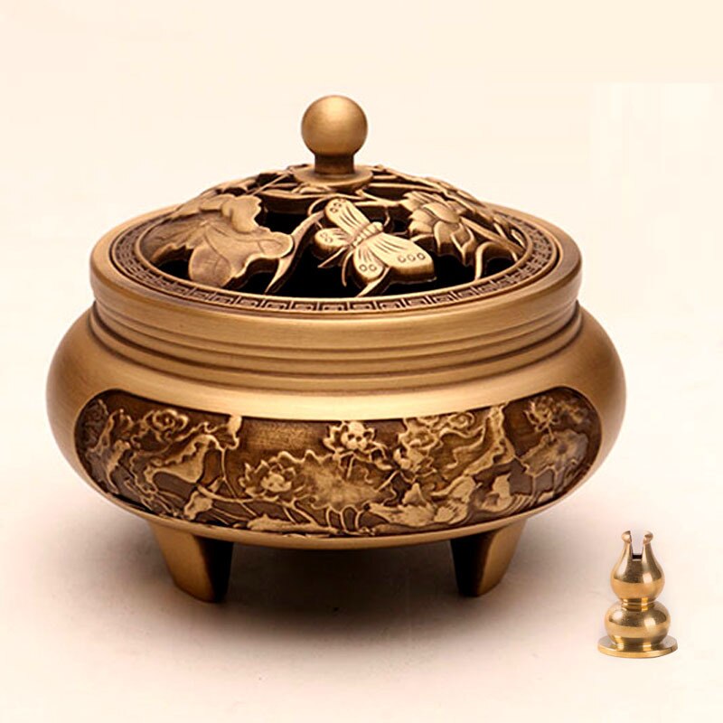 Copper Pujiang Antique Copper Incense Burner Pure Copper Incense Burner Household Zen Xuande Incense Sandalwood Incense Burner Custom Carved