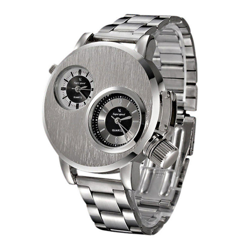 Large Plate Double-movement Watch Men