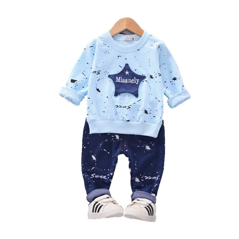 Boys cotton lacquered star long sleeve suit