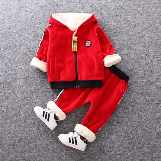 Boys And Girls Casual Fashion Plus Velvet Thickening Children