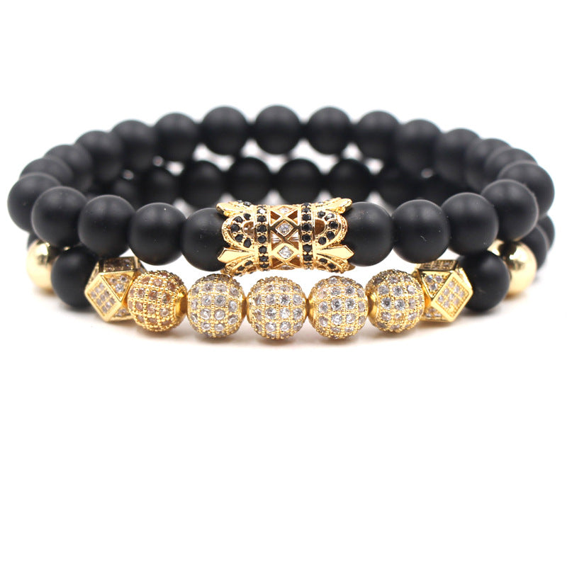 Fashion 8mm Black Frosted Stone Buddha Bead Bracelet