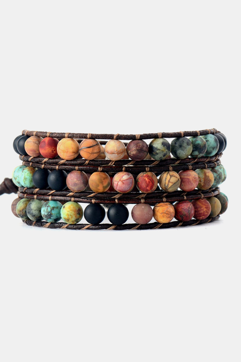 Handmade Triple Layer Beaded Agate Bracelet 