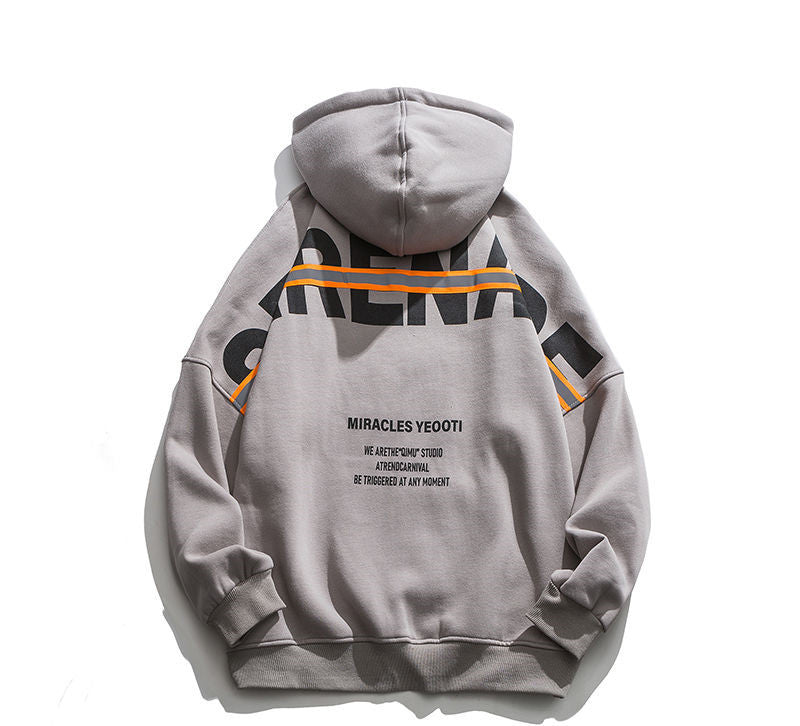 Men's autumn fall back letter hooded sweater