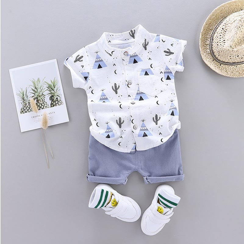 Boys Short Sleeve Shirt Sports Shorts Suit