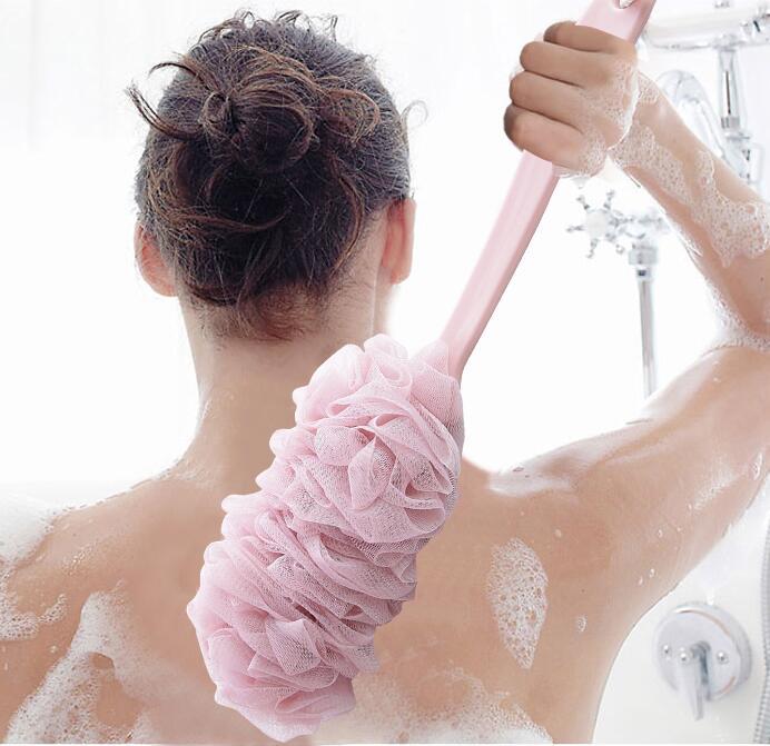 Fashion New Long Handle Hanging Soft Mesh Back Body Bath Shower Scrubber Brush Sponge For Bathroom Shower Brush New Arrival