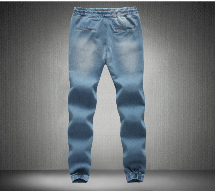 Feet jeans men's plus fertilizer XL elastic stretch pants feet pants feet tide