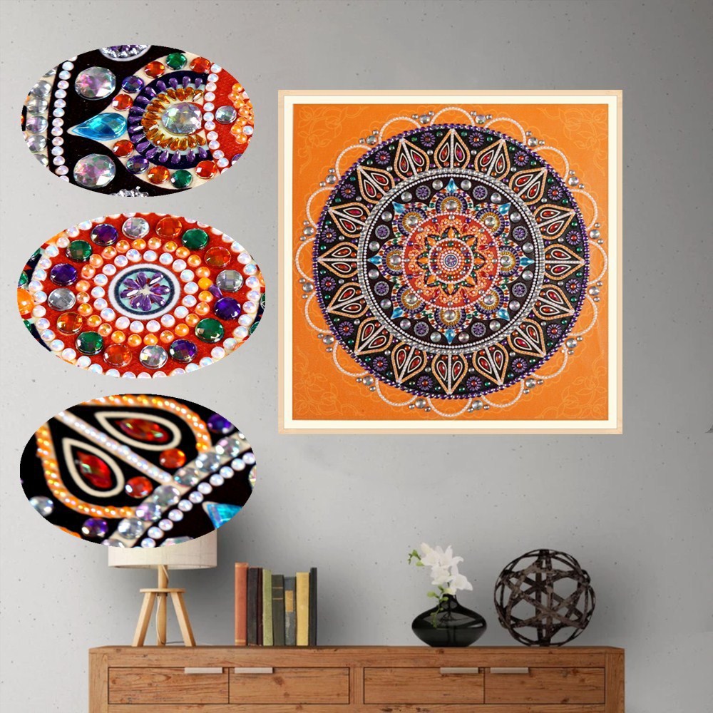 Orange Mandala Special Shape  Diamond Painting