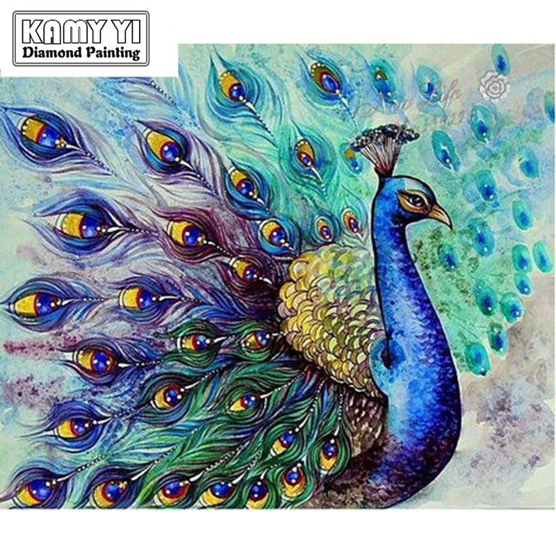 Diy diamond embroidery set full square drill diamond painting 5d picture of stones wall decor peacock animals