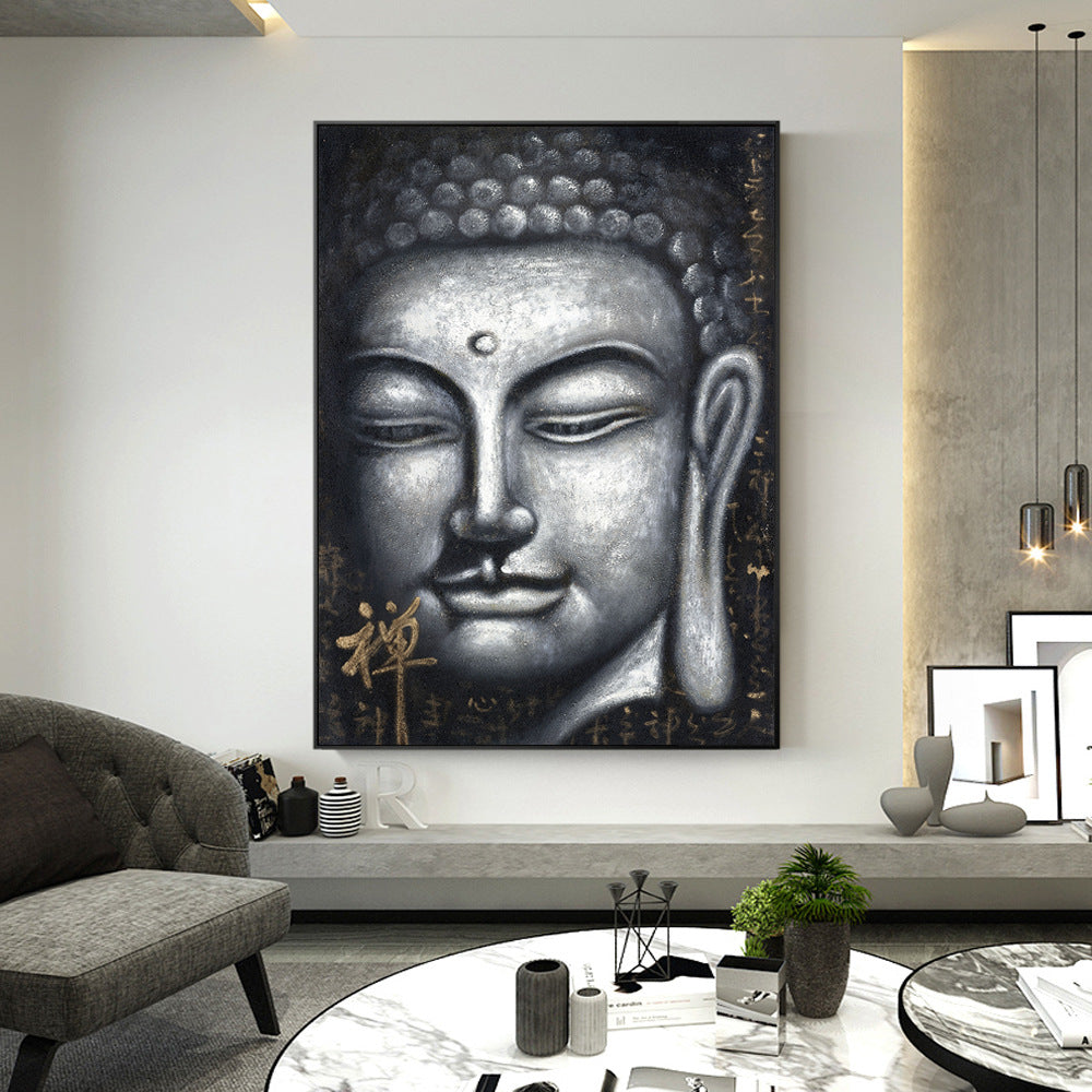 Oil painting of Buddha statue