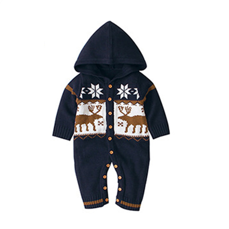 Knitted Hooded Baby Romper 