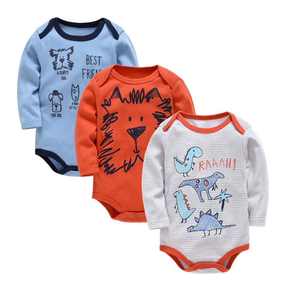 Cartoon Print Long Sleeve Newborn Baby Clothes 