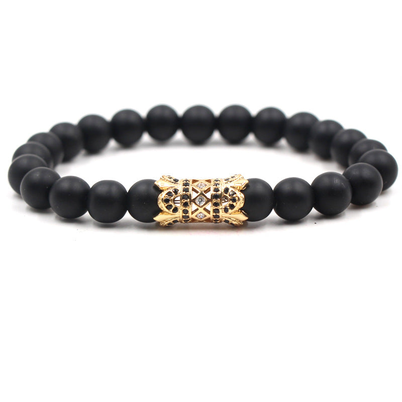 Fashion 8mm Black Frosted Stone Buddha Bead Bracelet