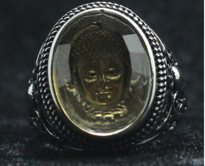 Buddha head titanium steel ring