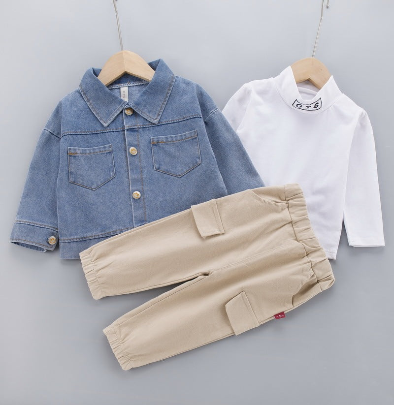 Three-piece baby denim jacket