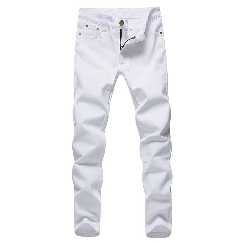 White pants men's slim feet pants