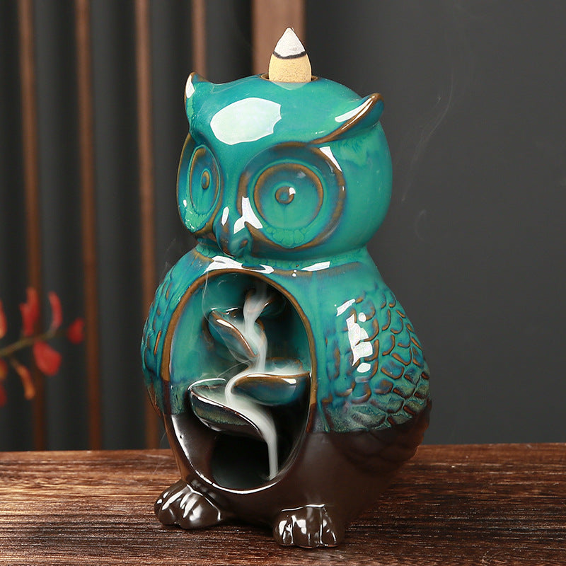 Backflow Incense Burner Owl Creative Ceramic Home Furnishing