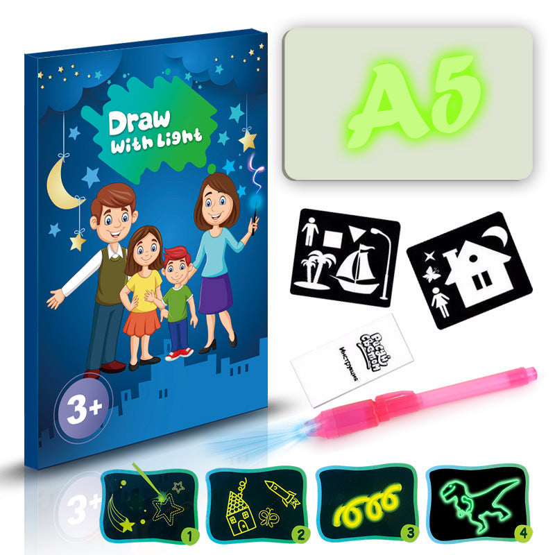 Educational Toy Drawing Pad 3D Magic 8 Light Effects Puzzle Board Sketchpad toy John Smith English A5 S -BABBAZON