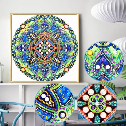 Green & Blue Mandala  Special Shape  Diamond Painting