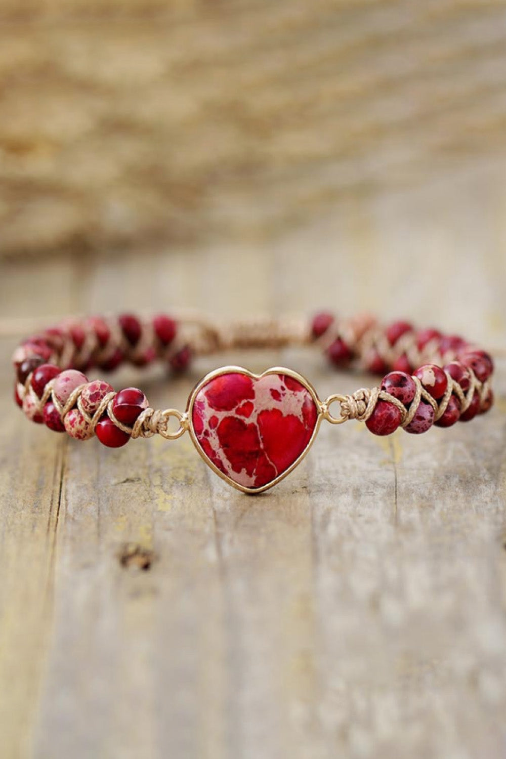 Handmade Heart Shape Natural Stone Bracelet 