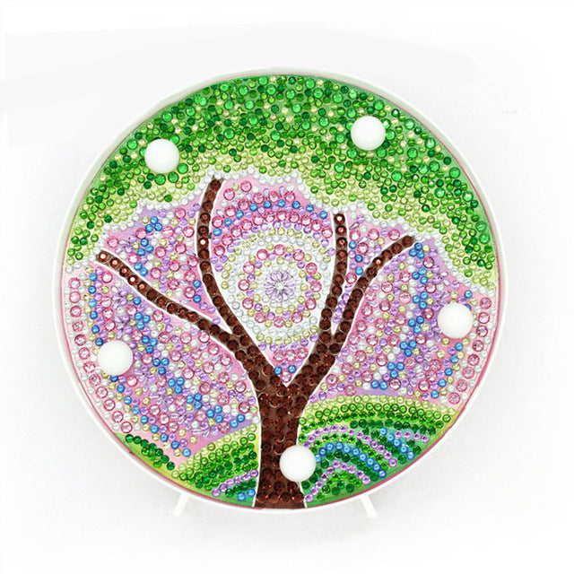 Diamond painting DIY handmade night light four seasons tree