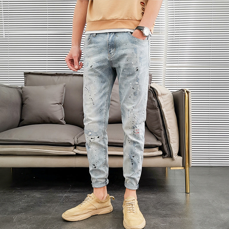 Ldle Embroidery Jeans Male Popular Logo Slim