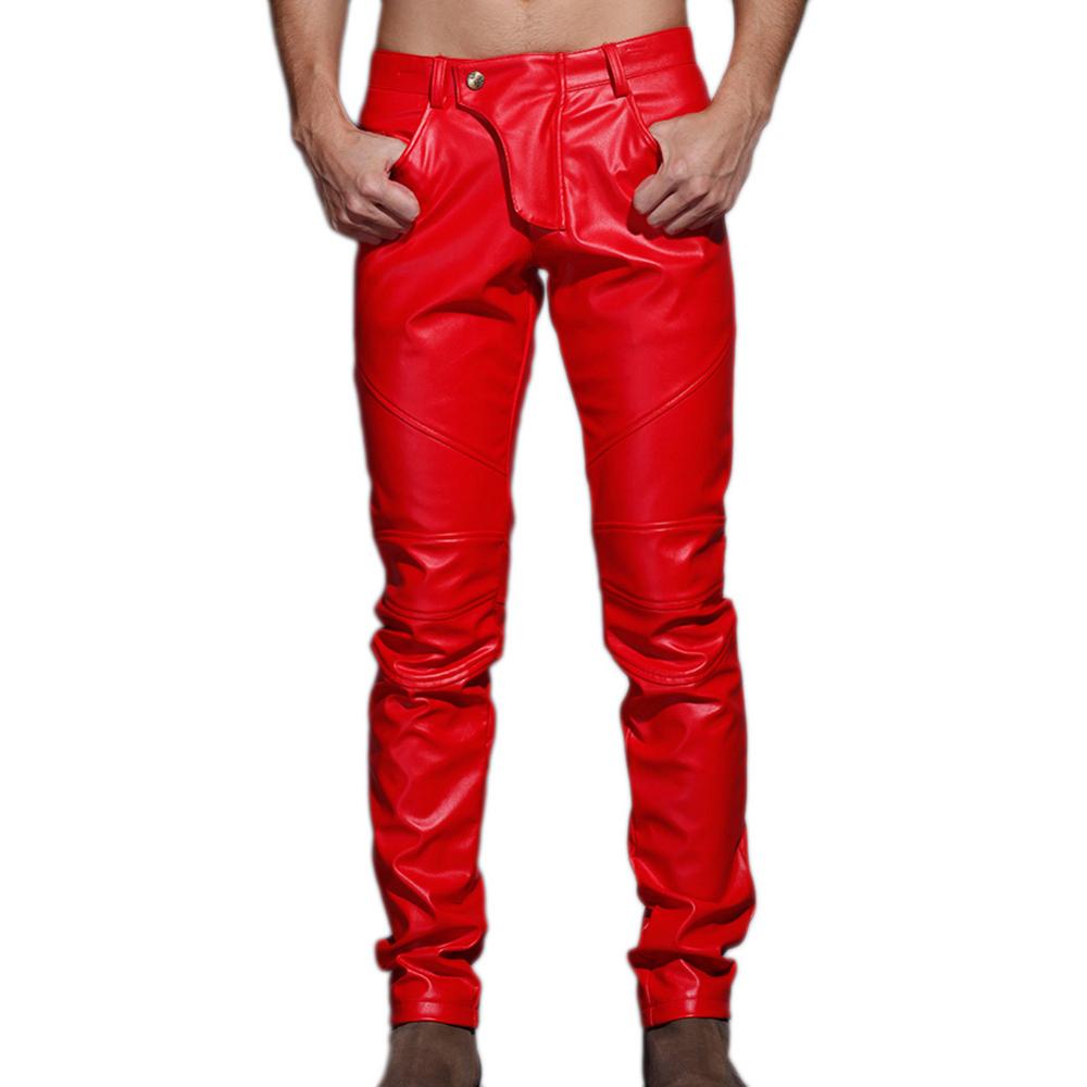 Patchwork leather pants