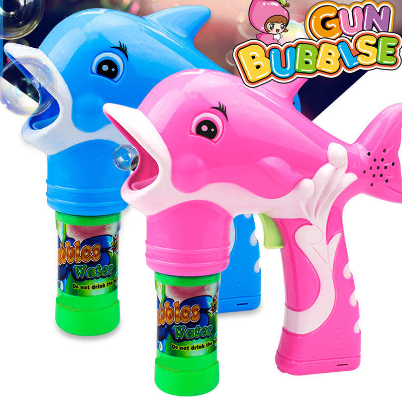 Children's Automatic Light Bubble Gun Toy Cute Cartoon Dolphin Shape Bubble Gun