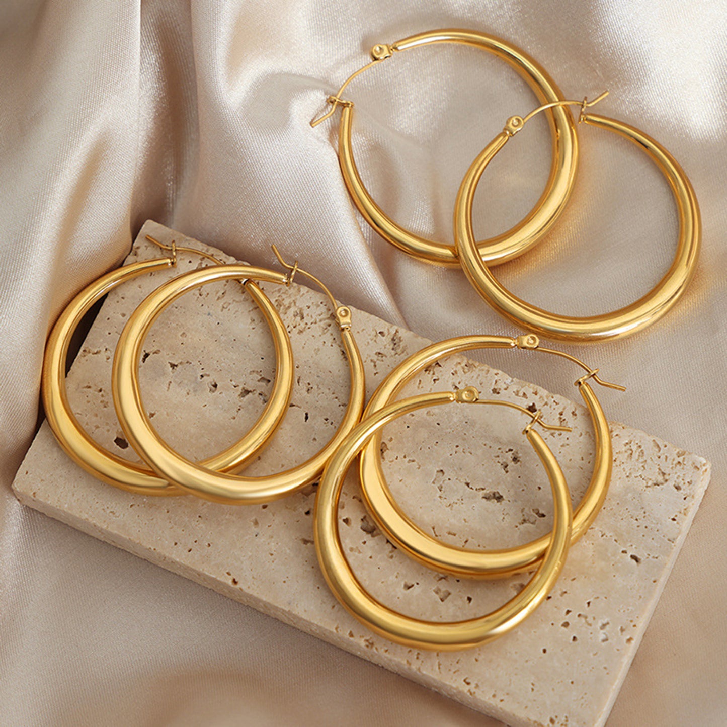 18K Gold-Plated Hoop Earrings 