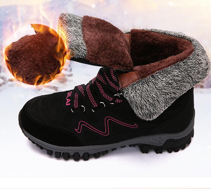 Autumn and winter outdoor snow boots female ski boots Travel boots hiking shoes in the tube warm and velvet cotton shoes 