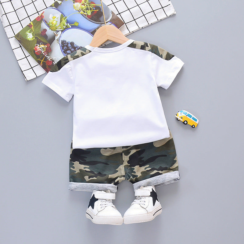 Camouflage short sleeve shorts two piece set