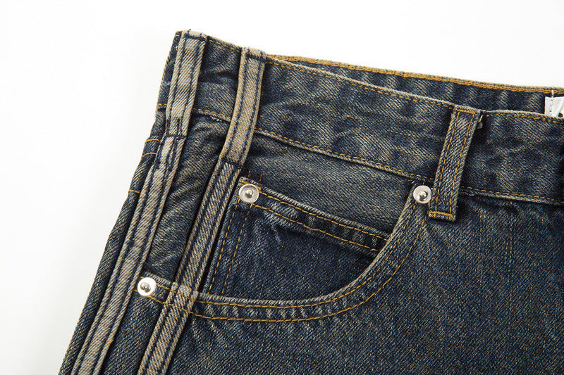 Flared Zipper Vintage Striped Jeans