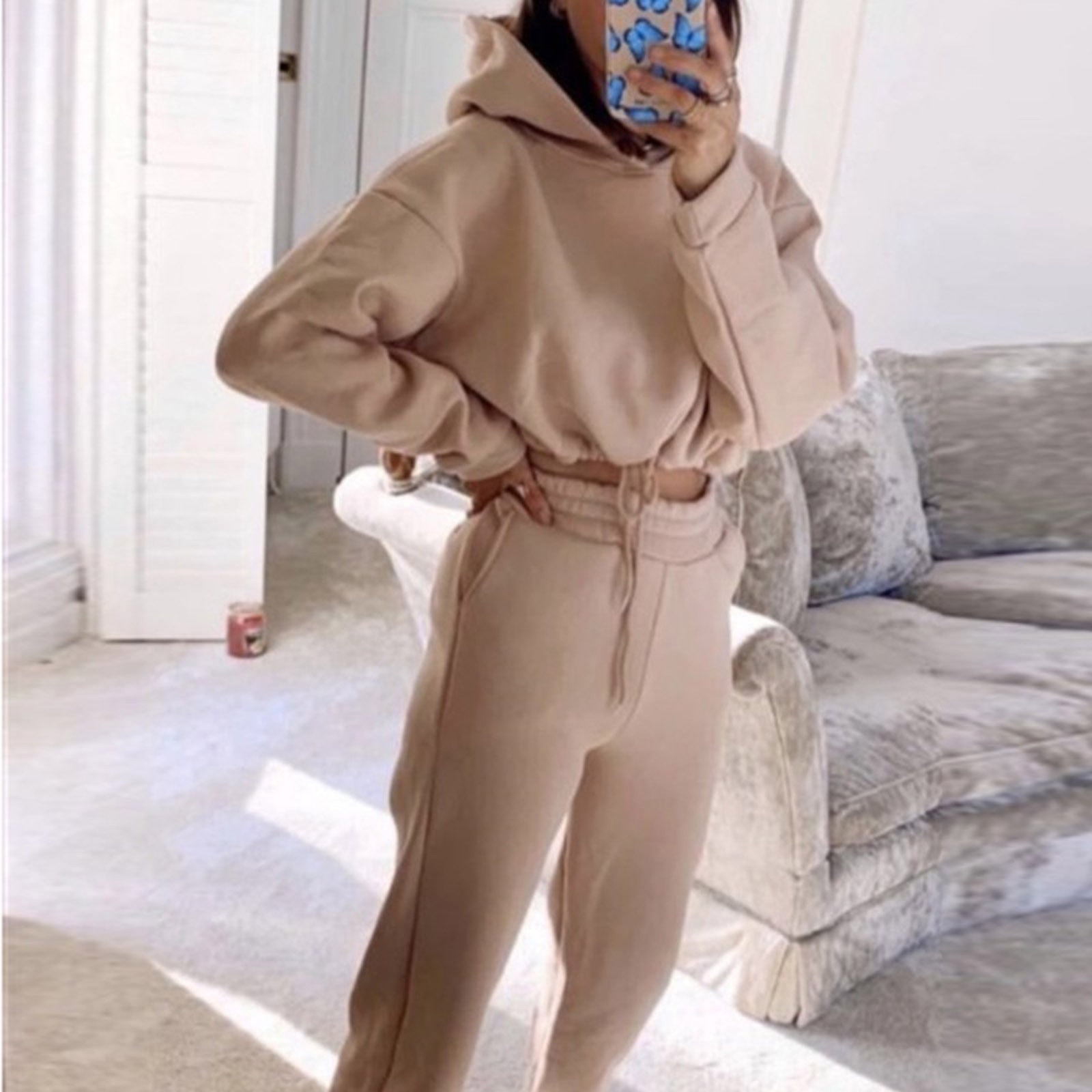 Jogging Suits For Women 2 Piece Sweatsuits Tracksuits Sexy Long Sleeve HoodieCasual Fitness Sportswear 