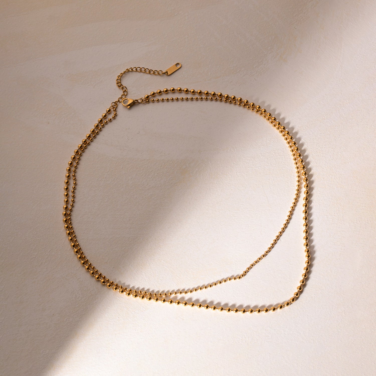 18K Gold-Plated Lobster Closure Bead Necklace 