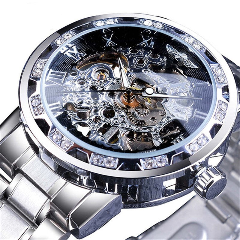 Classic popular hollow rhinestone mechanical watch