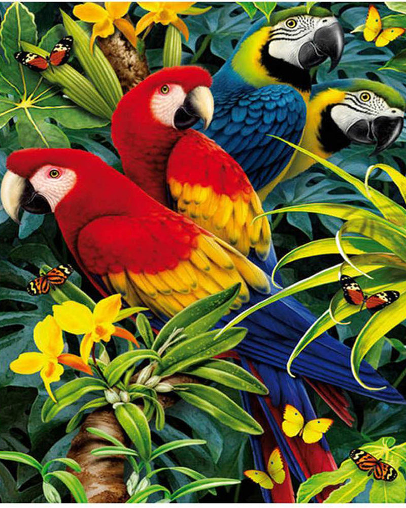 Parrot 5D Diamond Painting Living Room TV Cabinet Decoration Painting