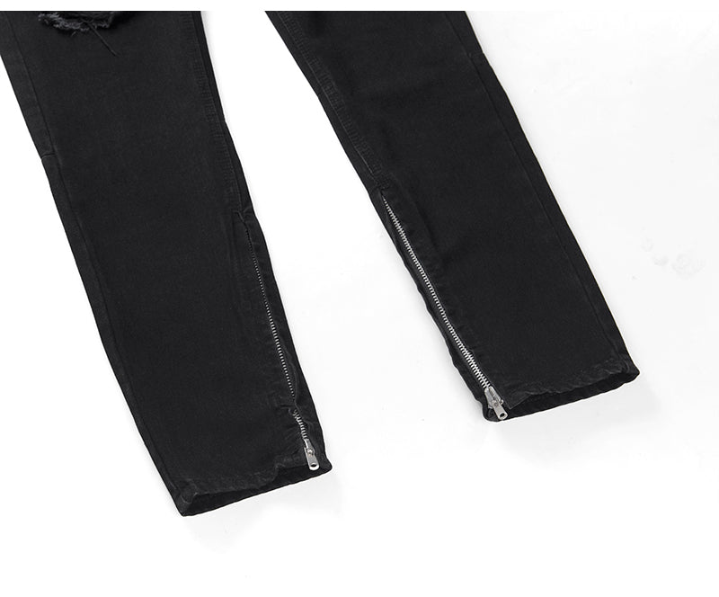 Slim-fit zippered jeans