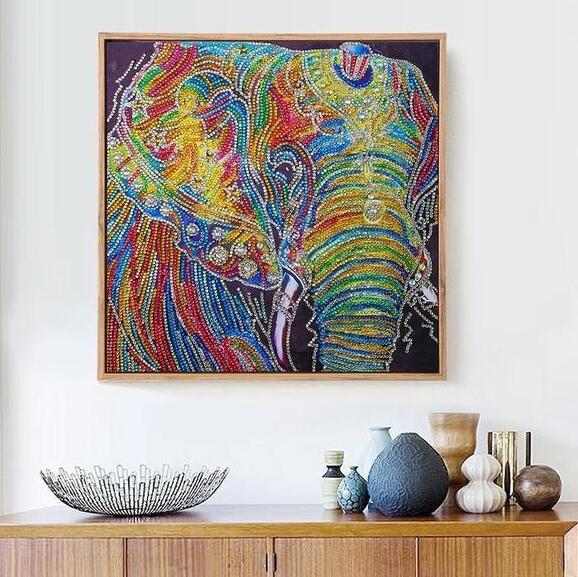 Mit Perlen - Der bunte Elefant - Diamond-Painting