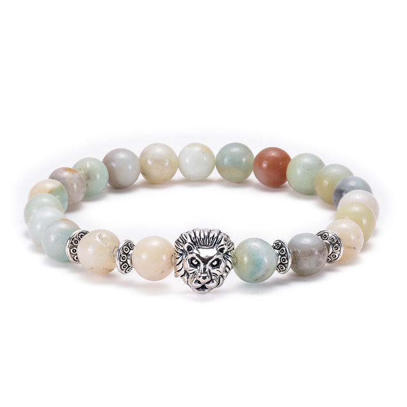 Natural stone Buddha head and beads beaded bracelet