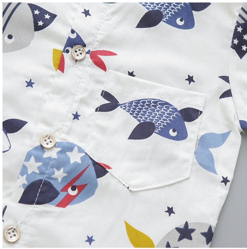 Fashion Toddler Infant Baby Kids Boys Short Sleeve Cartoon Printed Bow Tie Shirt Tops Solid Shorts Gentlement Outfits Set # p4