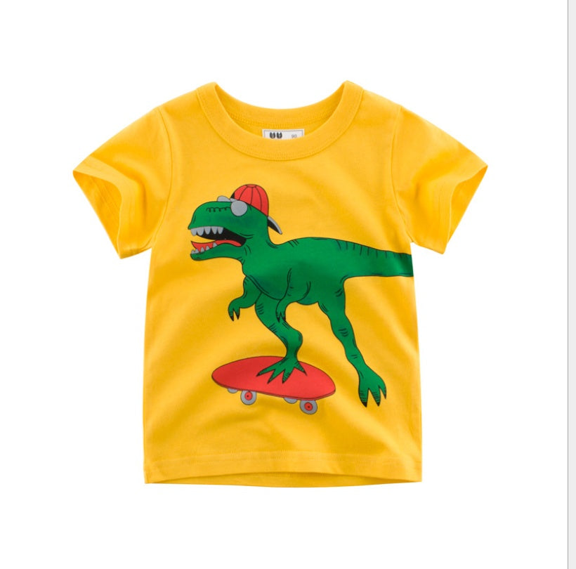 Brand children's clothing wholesale factory direct summer children's short-sleeved T-shirt baby clothes dinosaur pattern