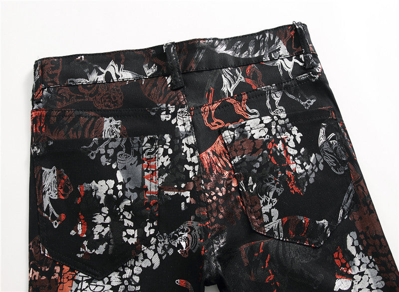 Black printed nightclub pants