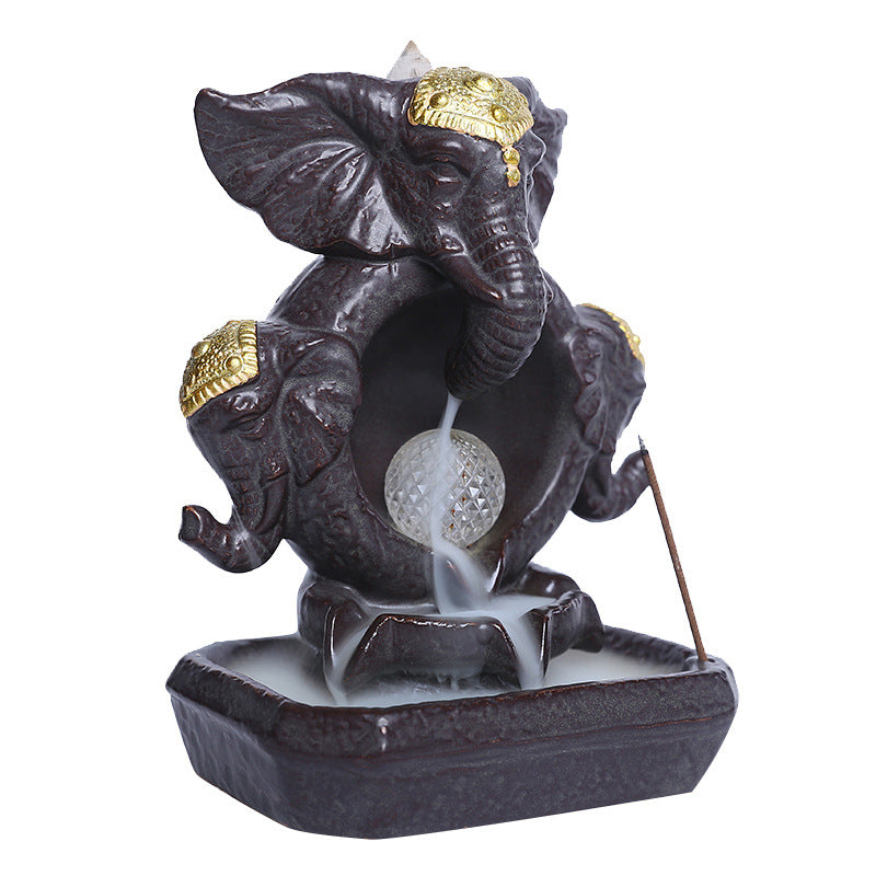 Ceramic elephant backflow incense burner