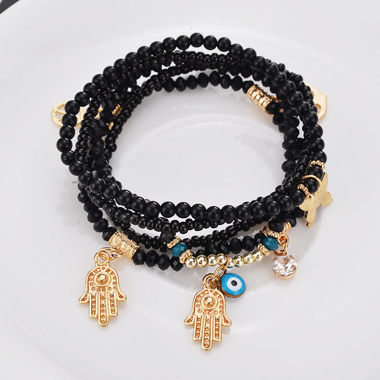 Fashion All-match Summer  Multi-layer Beaded Bracelet Palm Butterfly Buddha Heart Bracelet