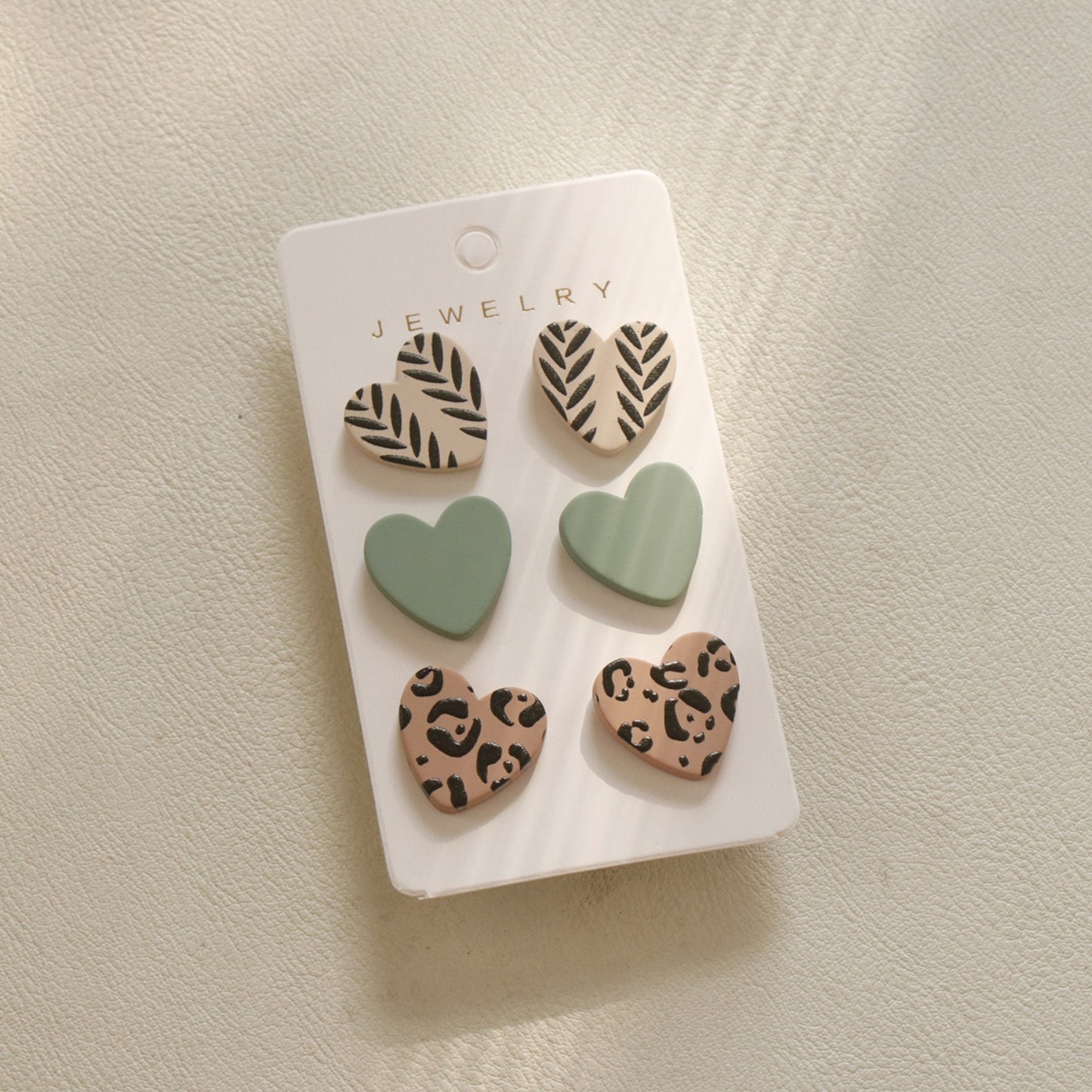 3 Piece Acrylic Heart Stud Earrings 