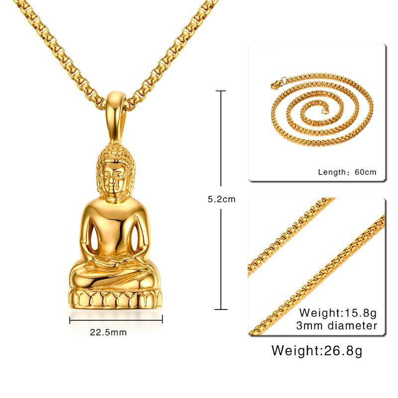 Stainless steel Buddha pendant necklace